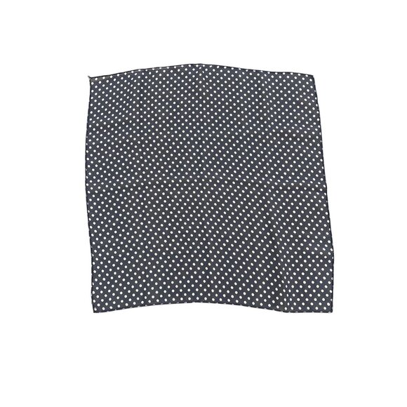 Vintage Navy Blue Polka Dot Square Scarf Satin Silk Feel Retro Accessory - Picture 1 of 4